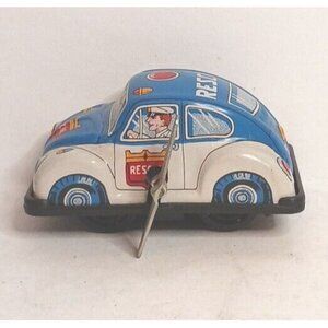 Yonezawa VW Volkswagon Beetle Rescue Wind Up Vintage Works Tin Litho Japan